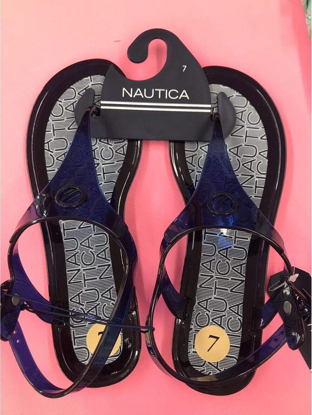 Nautica Women's Jelly Sandal Flip-Flop with Back Strap Thong Slide. Size 7. NWOB